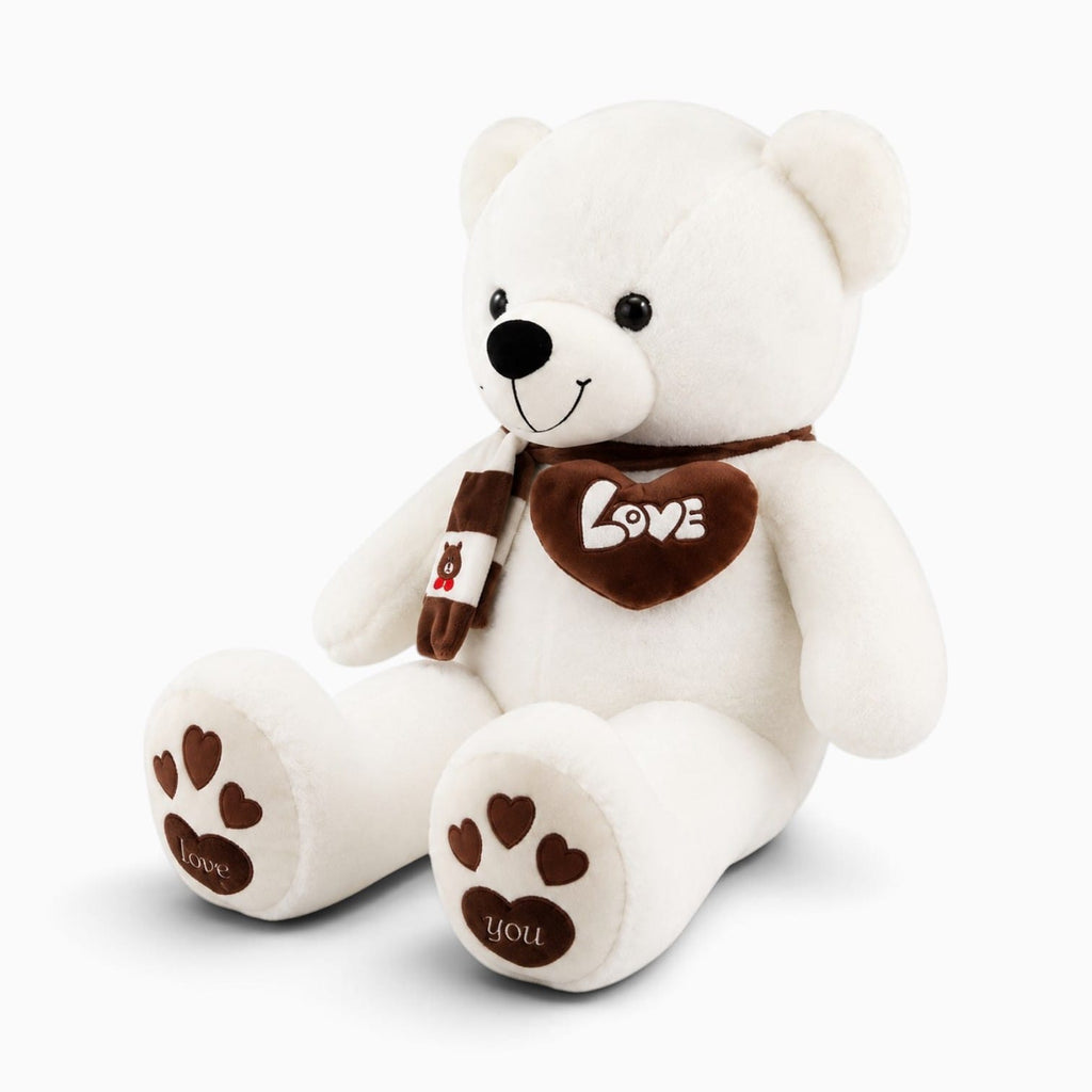 kuscheltierland Weiß / 80cm Großer weißer Teddybär mit Schal