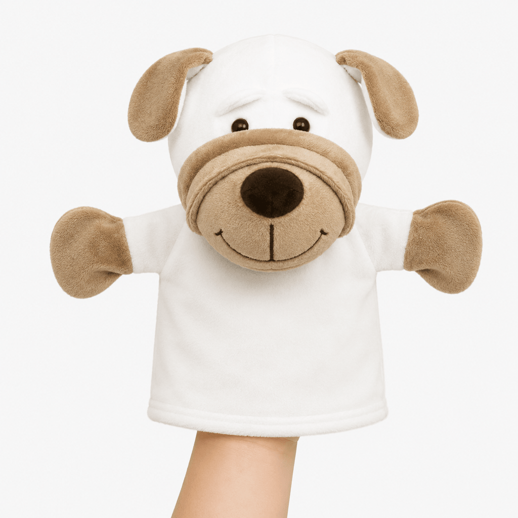 kuscheltierland Weiß Hund Handpuppe Kuscheltier