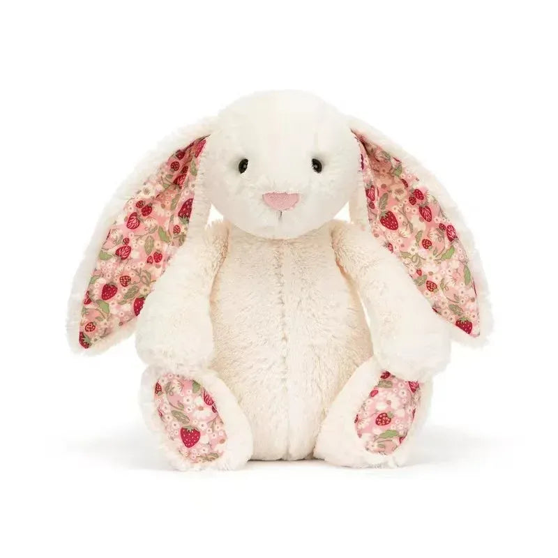 kuscheltierland Weiß Weißes Hasen-Kuscheltier mit Blumenmuster