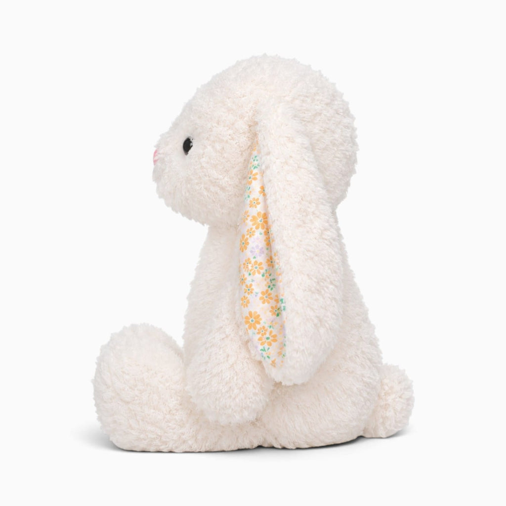 kuscheltierland Weiß Weißes Hasen-Kuscheltier mit gelbem Blumenmuster