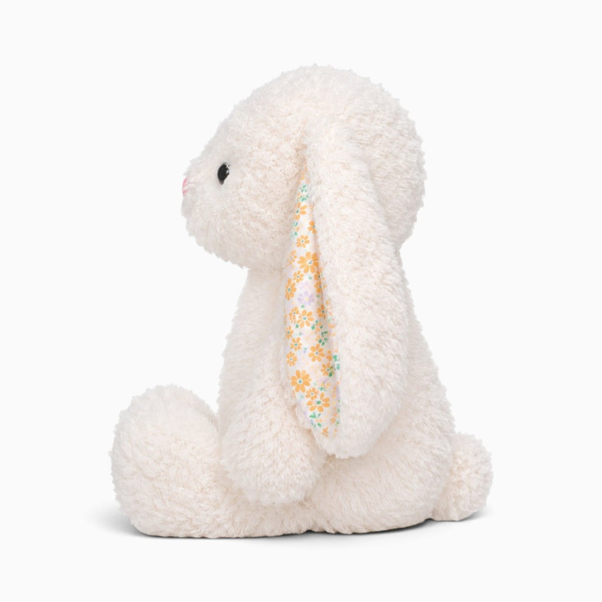 kuscheltierland Weiß Weißes Hasen-Kuscheltier mit gelbem Blumenmuster