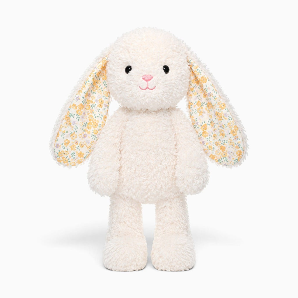 kuscheltierland Weiß Weißes Hasen-Kuscheltier mit gelbem Blumenmuster