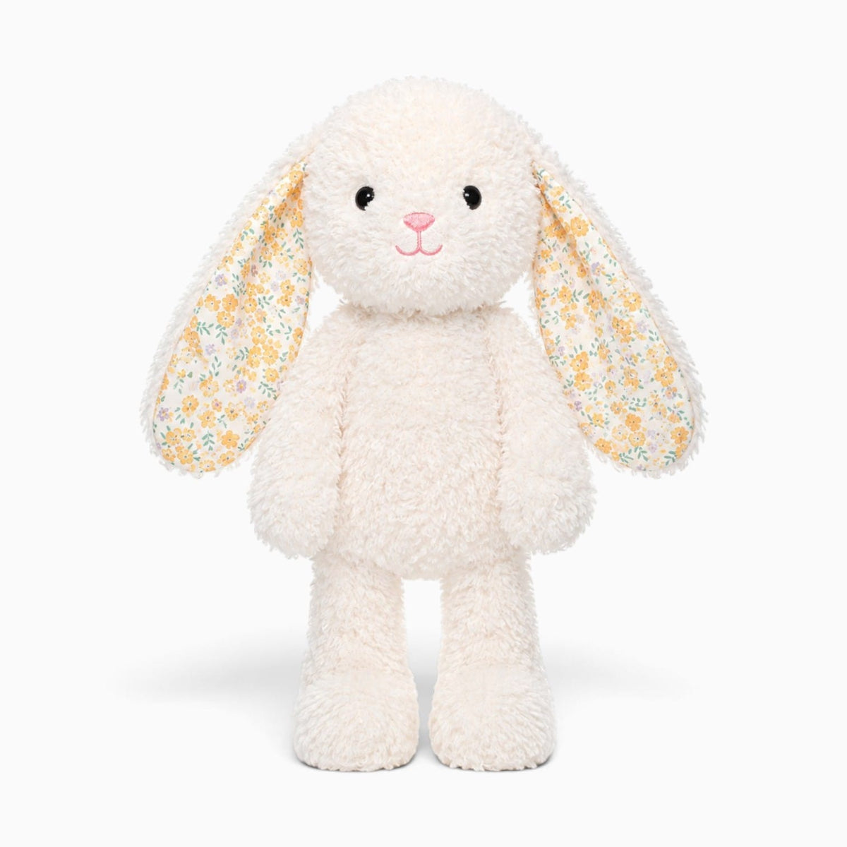 kuscheltierland Weiß Weißes Hasen-Kuscheltier mit gelbem Blumenmuster