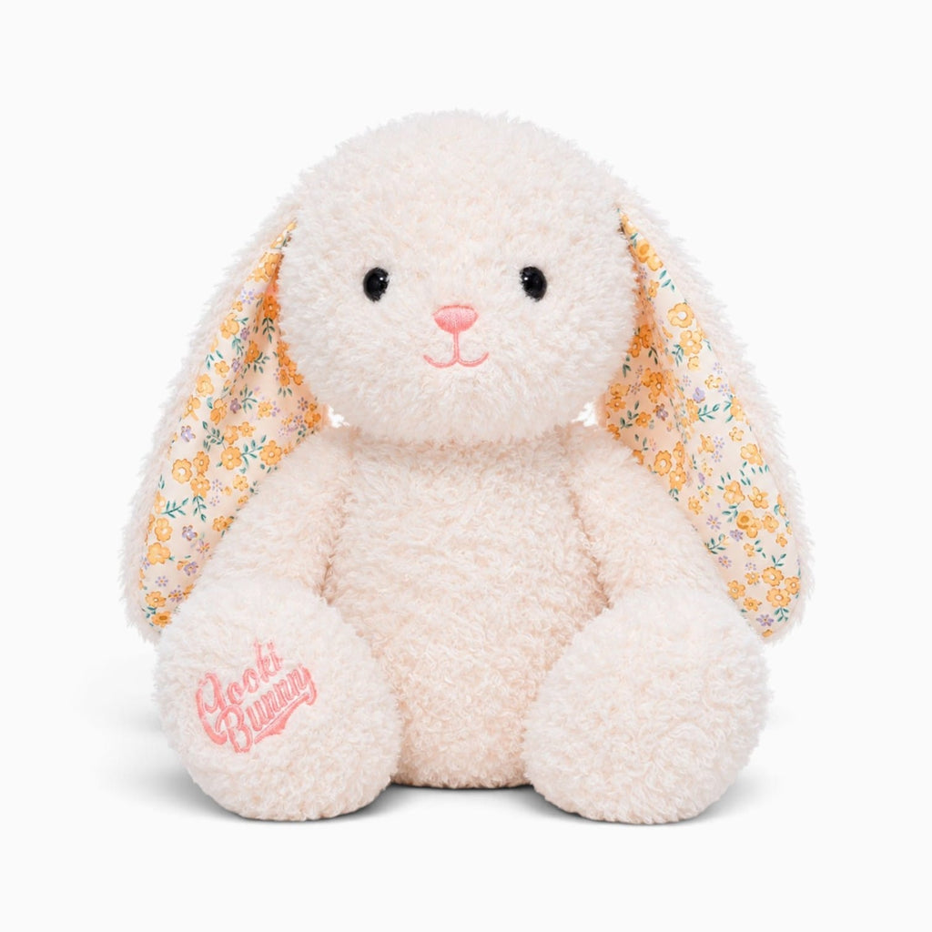 kuscheltierland Weiß Weißes Hasen-Kuscheltier mit gelbem Blumenmuster