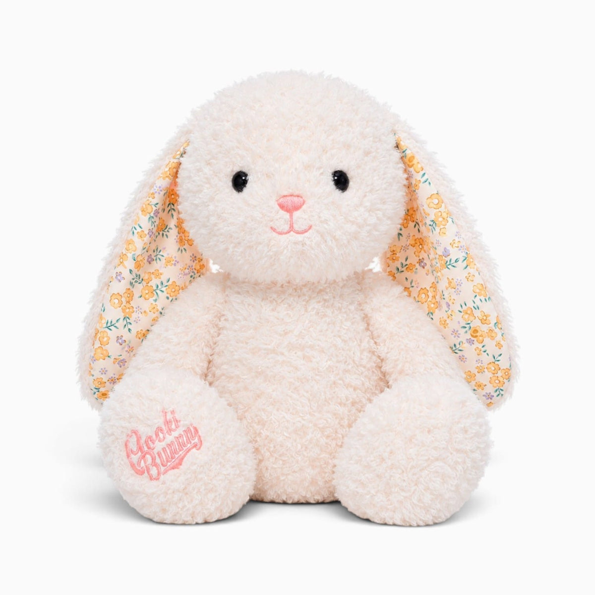 kuscheltierland Weiß Weißes Hasen-Kuscheltier mit gelbem Blumenmuster