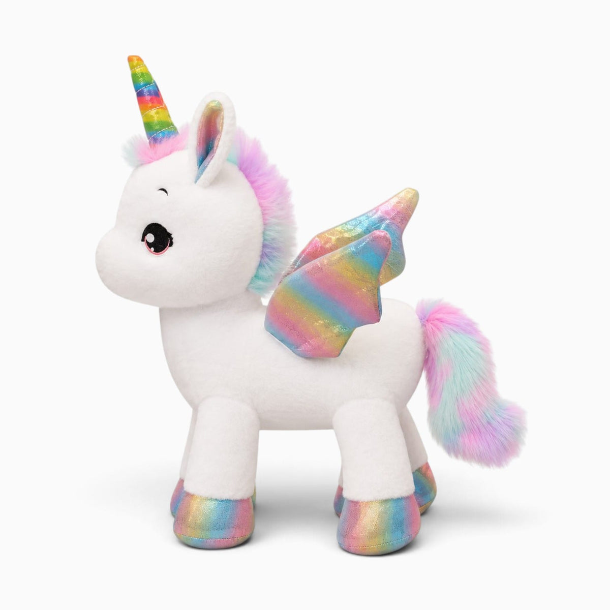 kuscheltierland Weißes Einhorn-Kuscheltier mit Regenbogenflügeln
