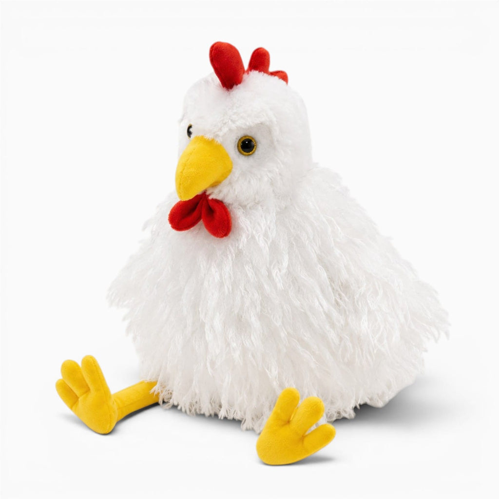 kuscheltierland WHITE / 28cm 28cm Fluffy Rooster Plush Long-Hair Cute Chicken Stuffed Animal, Super Soft Kawaii Birthday Gift for Kids&Farm Lovers Home Decor
