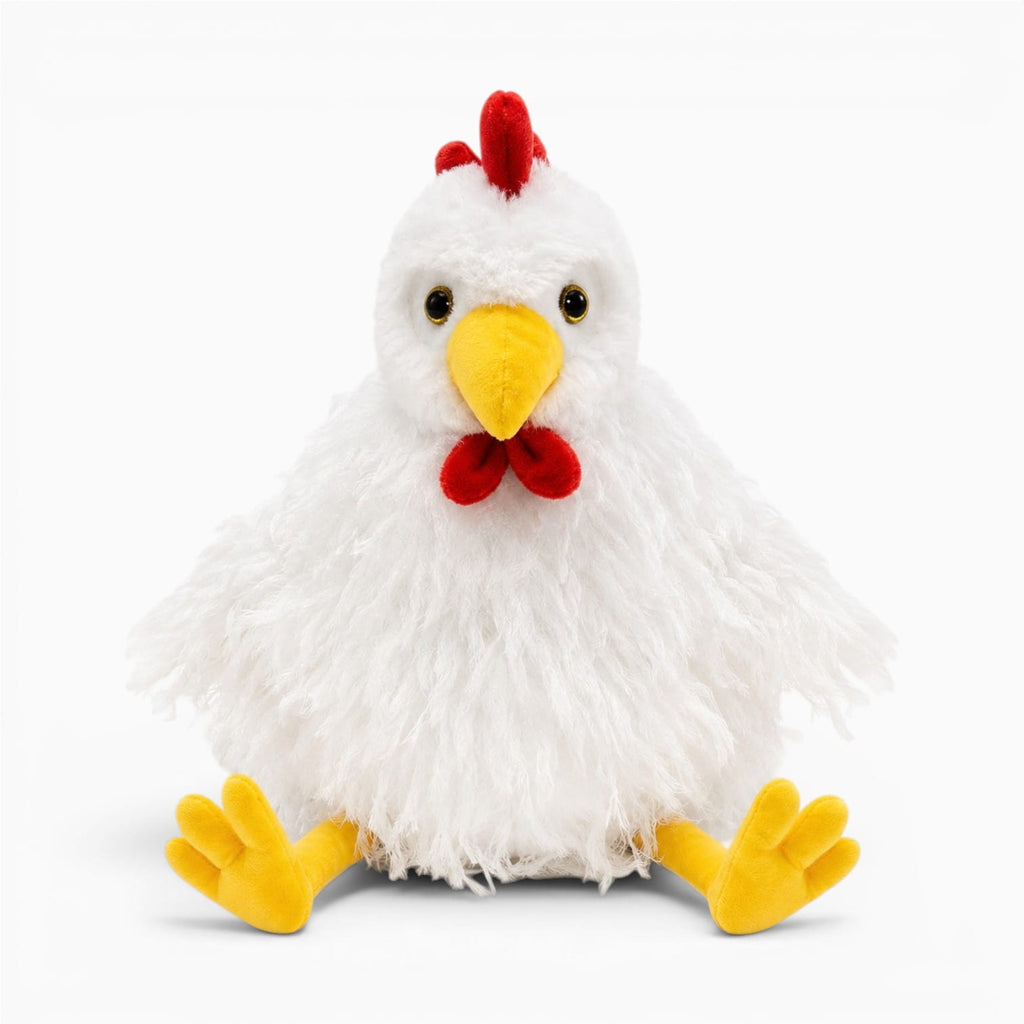 kuscheltierland WHITE / 28cm 28cm Fluffy Rooster Plush Long-Hair Cute Chicken Stuffed Animal, Super Soft Kawaii Birthday Gift for Kids&Farm Lovers Home Decor